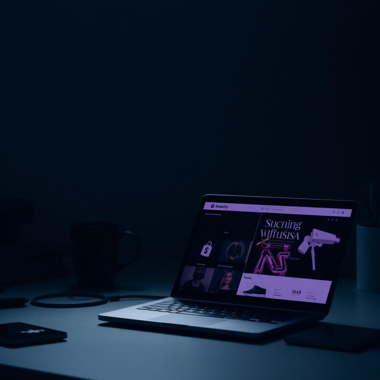 Dark moody Shopify workspace