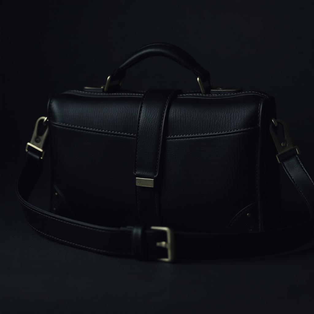 Dark editorial leather goods photography